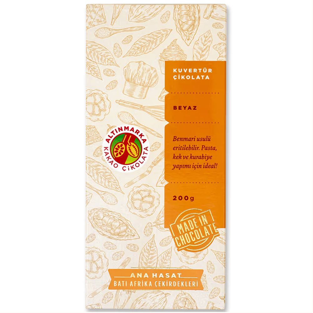 Altınmarka - ALT131 Kuvertür Tablet Beyaz Çikolata 200 Gr x 8 Ad