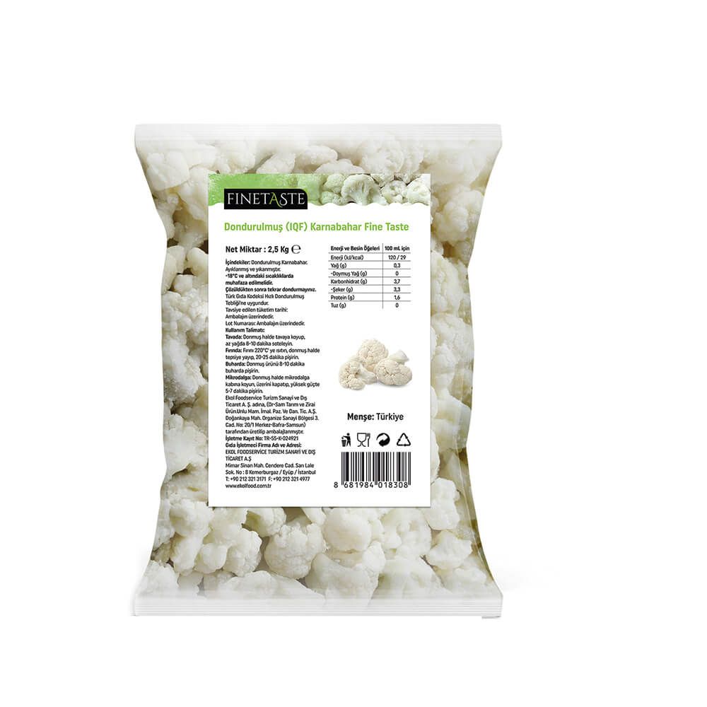 Finetaste - Dondurulmuş Karnabahar 2,5 Kg