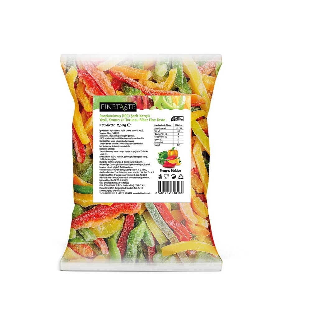 Finetaste - Dondurulmuş Karışık Şerit Biber 2,5 Kg